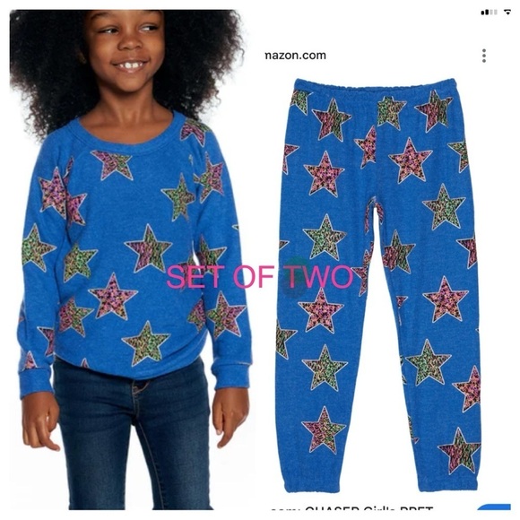 Chaser Girls' star RPET Bliss Knit Raglan Sweatshirt and sweatpants size 12​​​ - Picture 1 of 5